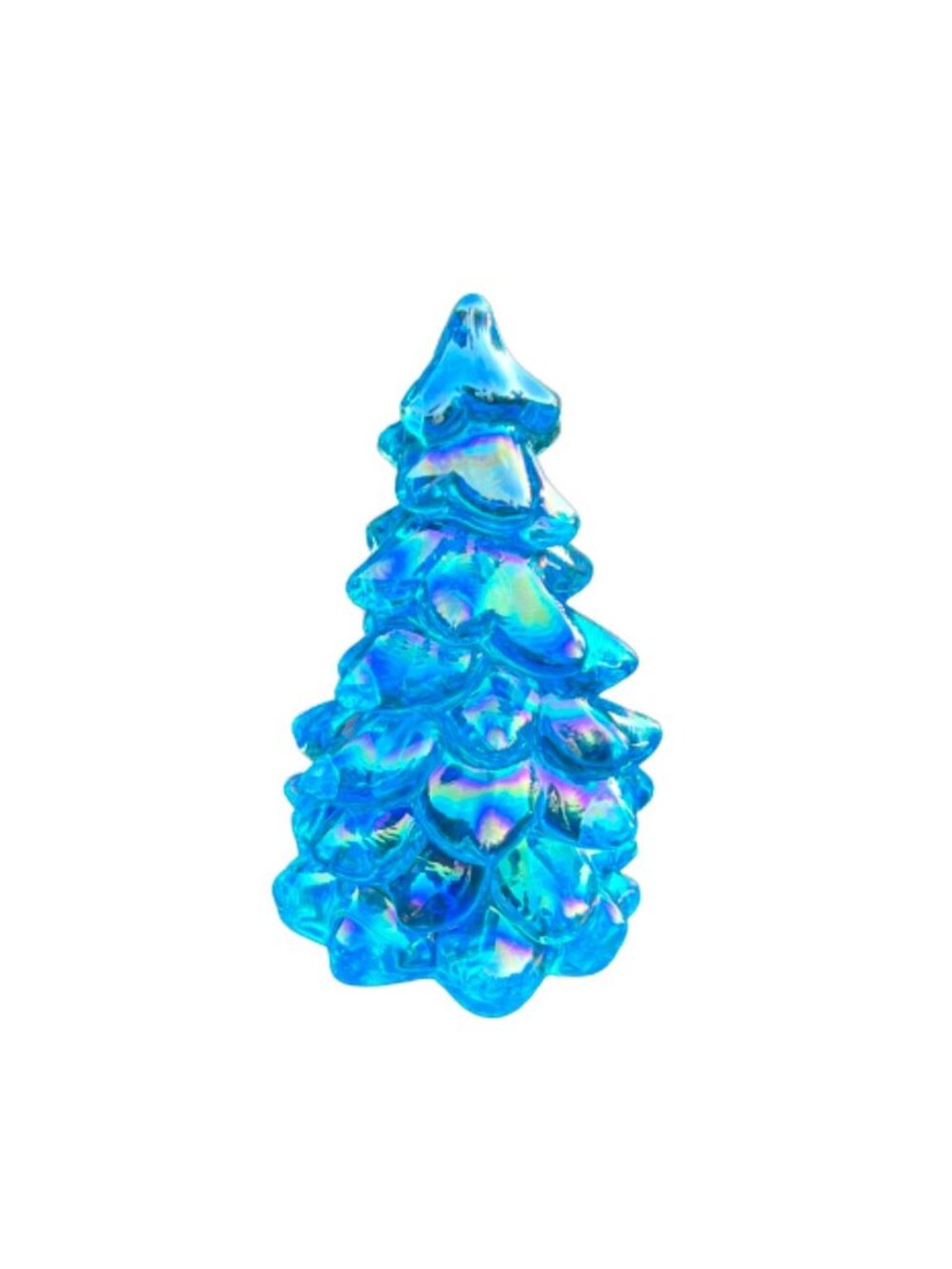 Christmas Holiday Tree 5 1/2” Buffett Blue Glass By Mosser
